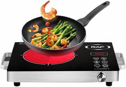 RAF Electric Hot Plate Single Burner R.8003, 3500 Watt, 220v, 50Hz, Black