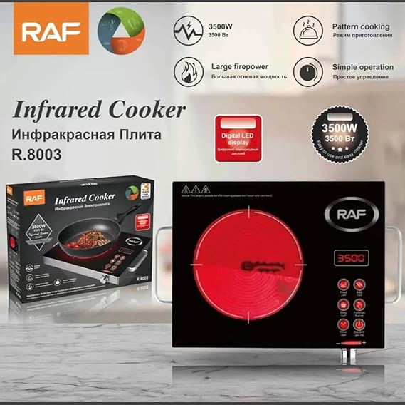 RAF Electric Hot Plate Single Burner R.8003, 3500 Watt, 220v, 50Hz, Black